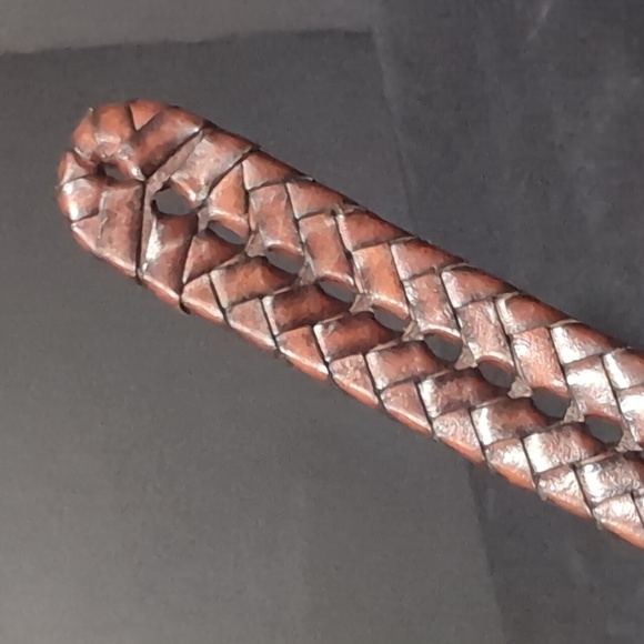 Brighton Men's Brown Braided Leather Belt with Silver Buckle, Size 32 M/L. - Picture 6 of 10